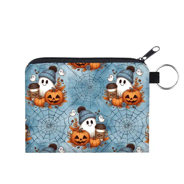 Fall Ghostie - Water-Resistant Mini Pouch w/ Keyring