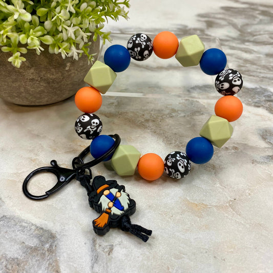 Silicone Bracelet Keychain - Halloween - Gnome Witch Green Orange Blue