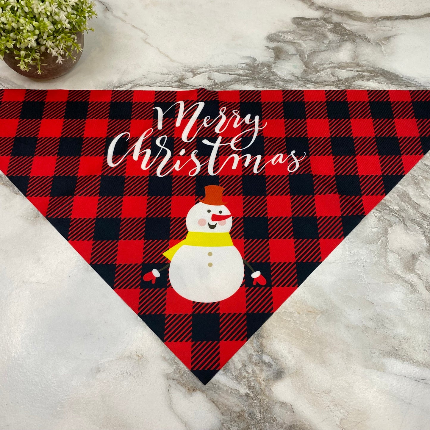 Dog Bandana - Christmas - Plaid Merry Snowman