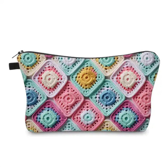 Pastel Crochet Squares - Water-Resistant Multi-Use Pouch