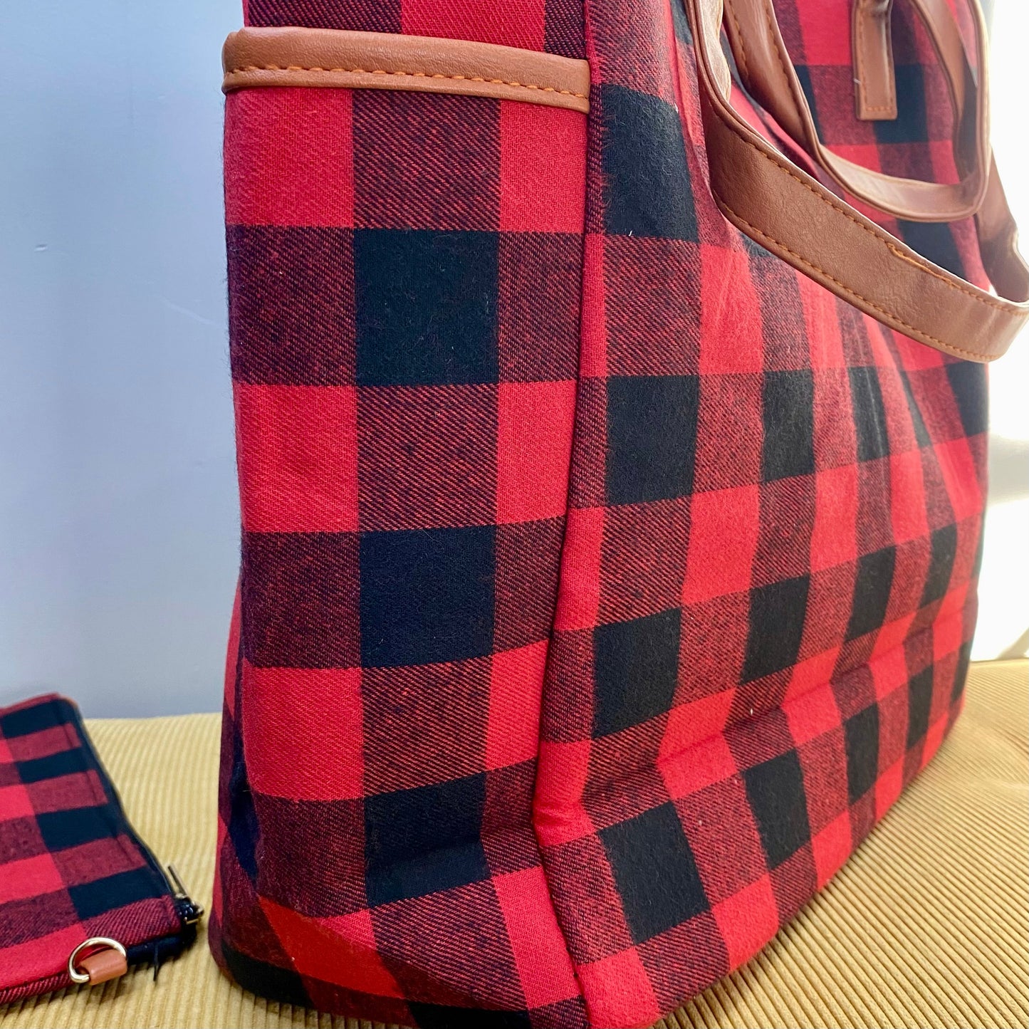 Weekender Bag & Pouch - Red Black Plaid