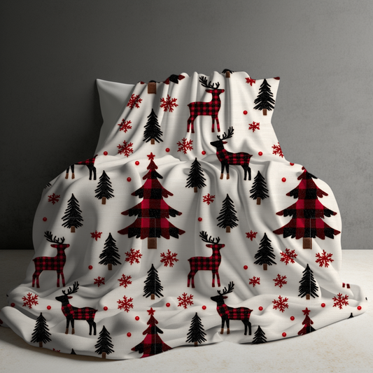 Blanket - Christmas - Plaid Tree Deer - PREORDER 10/8-10/11