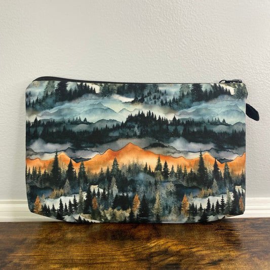 Foggy Sunset Mountain + Tree's - Water-Resistant Multi-Use Pouch