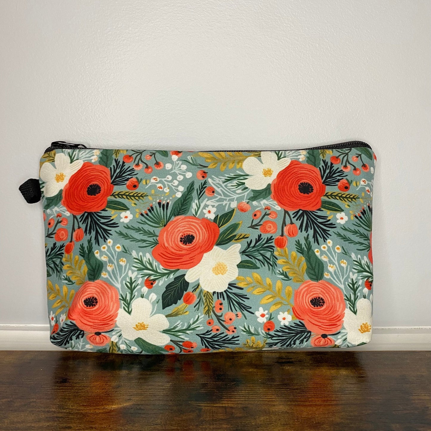 Floral on Teal - Water-Resistant Multi-Use Pouch