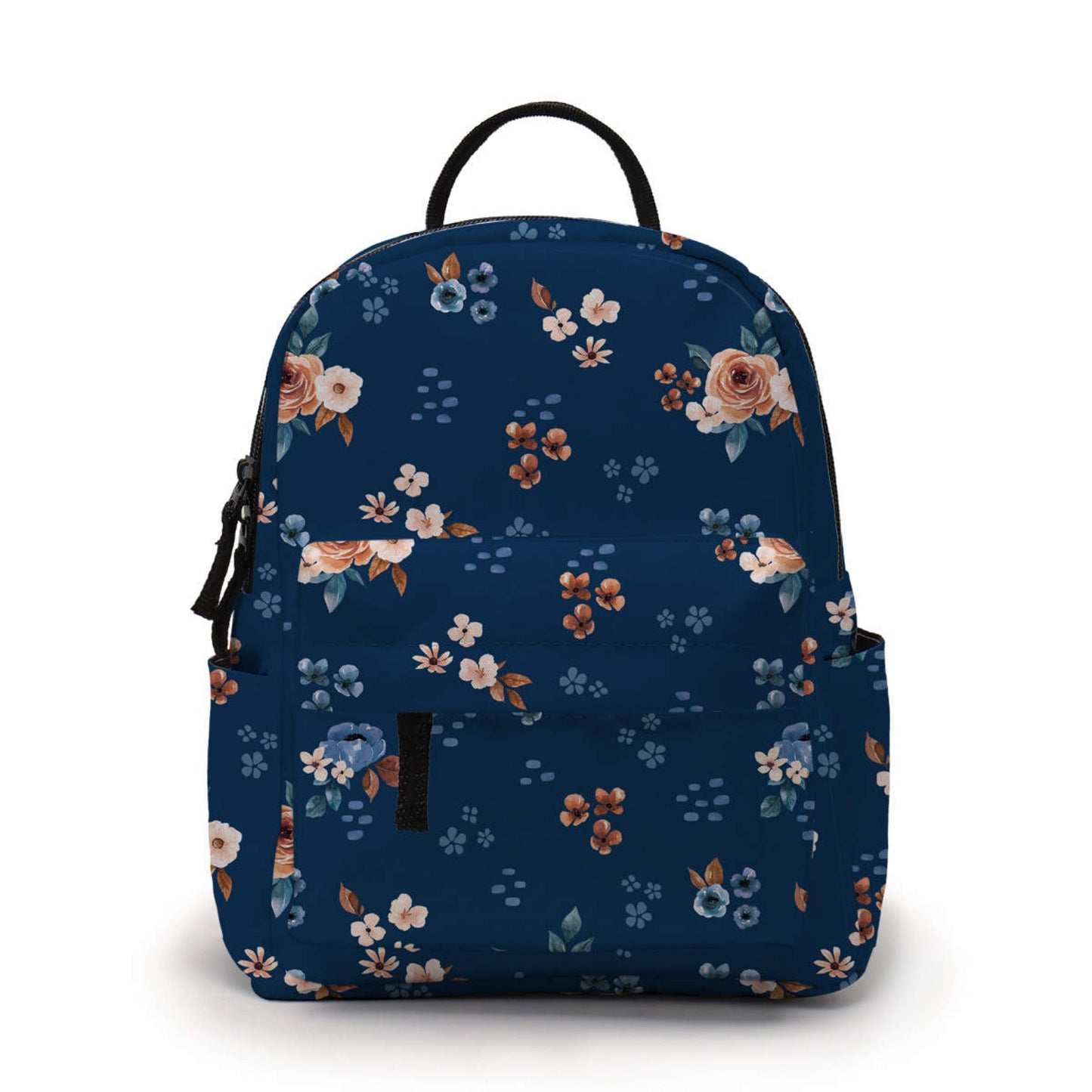 Floral Bronze & Navy - Water-Resistant Mini Backpack