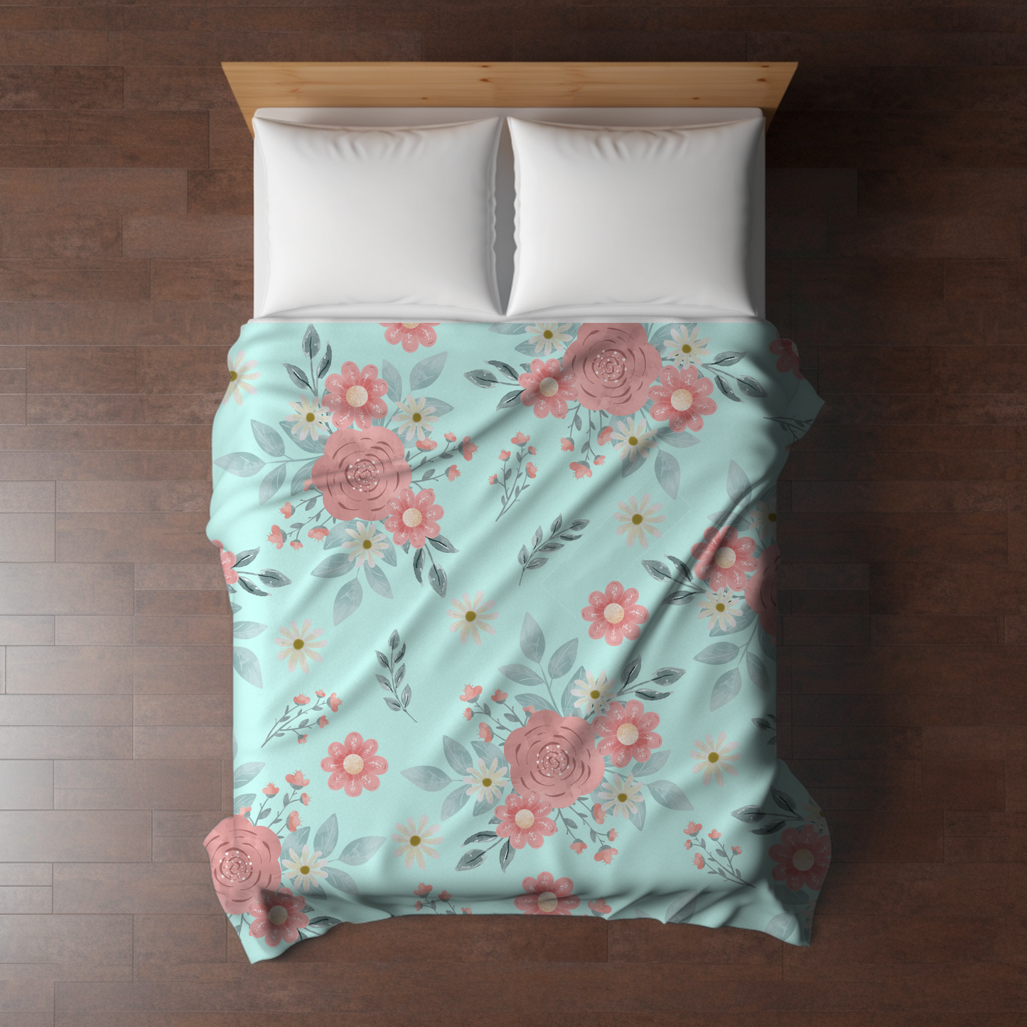 Blanket - Aqua Pink Floral