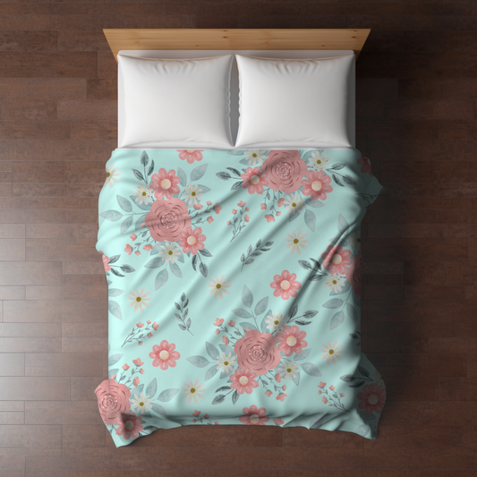 Blanket - Aqua Pink Floral - PREORDER