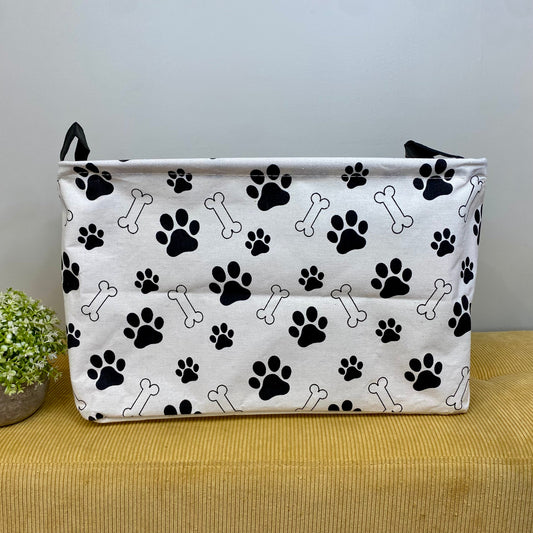 Pop Up Canvas Basket - Dog Paws & Bones