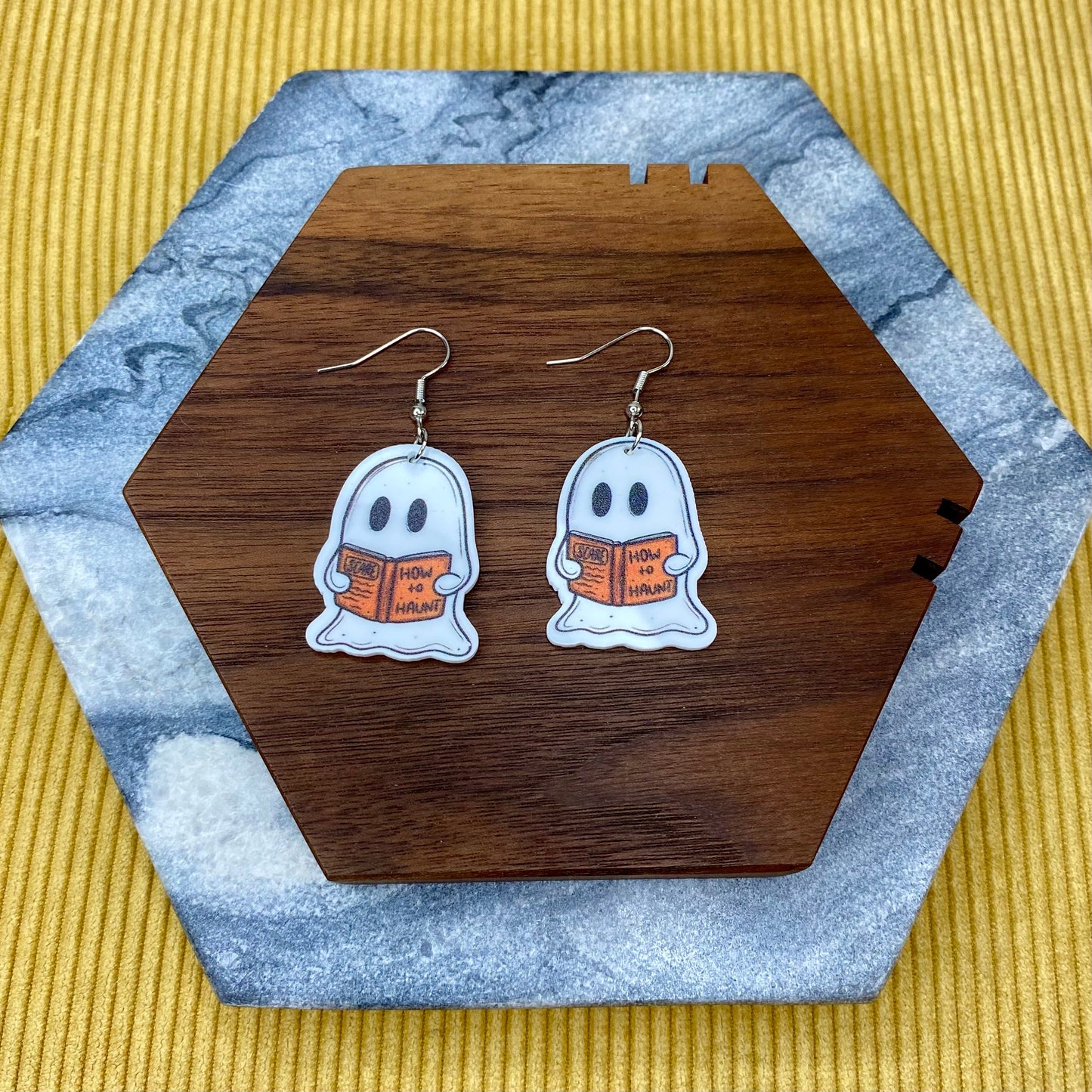 Dangle Earring - Acrylic - Ghost Reading