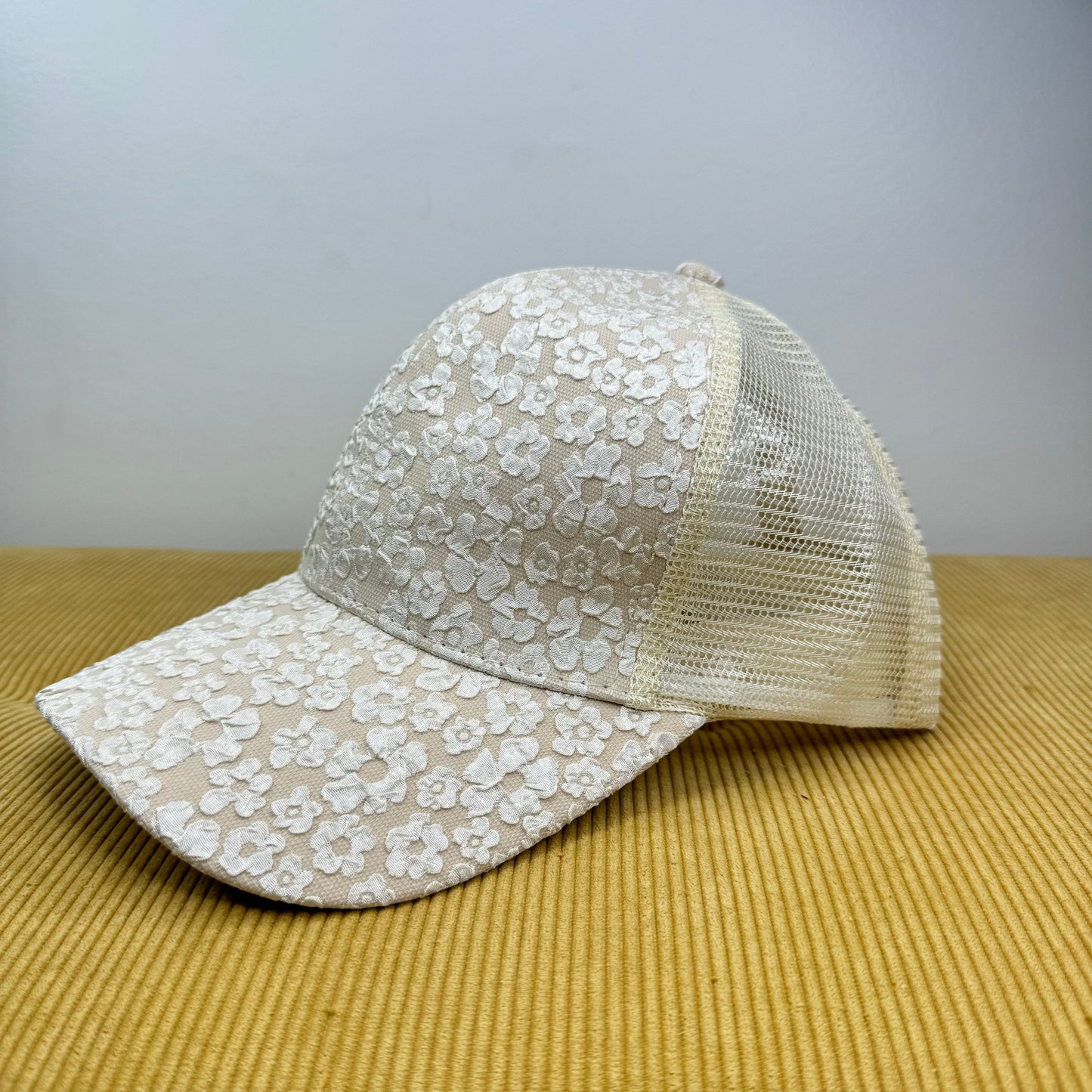 Hat - Cream Floral Snapback