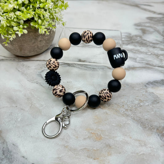 Silicone Bracelet Keychain - Black Sunflower Mama Mug