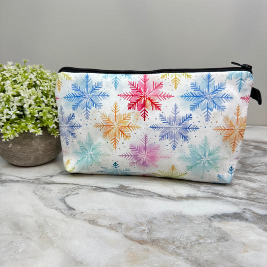 Snowflake on White - Water-Resistant Multi-Use Pouch