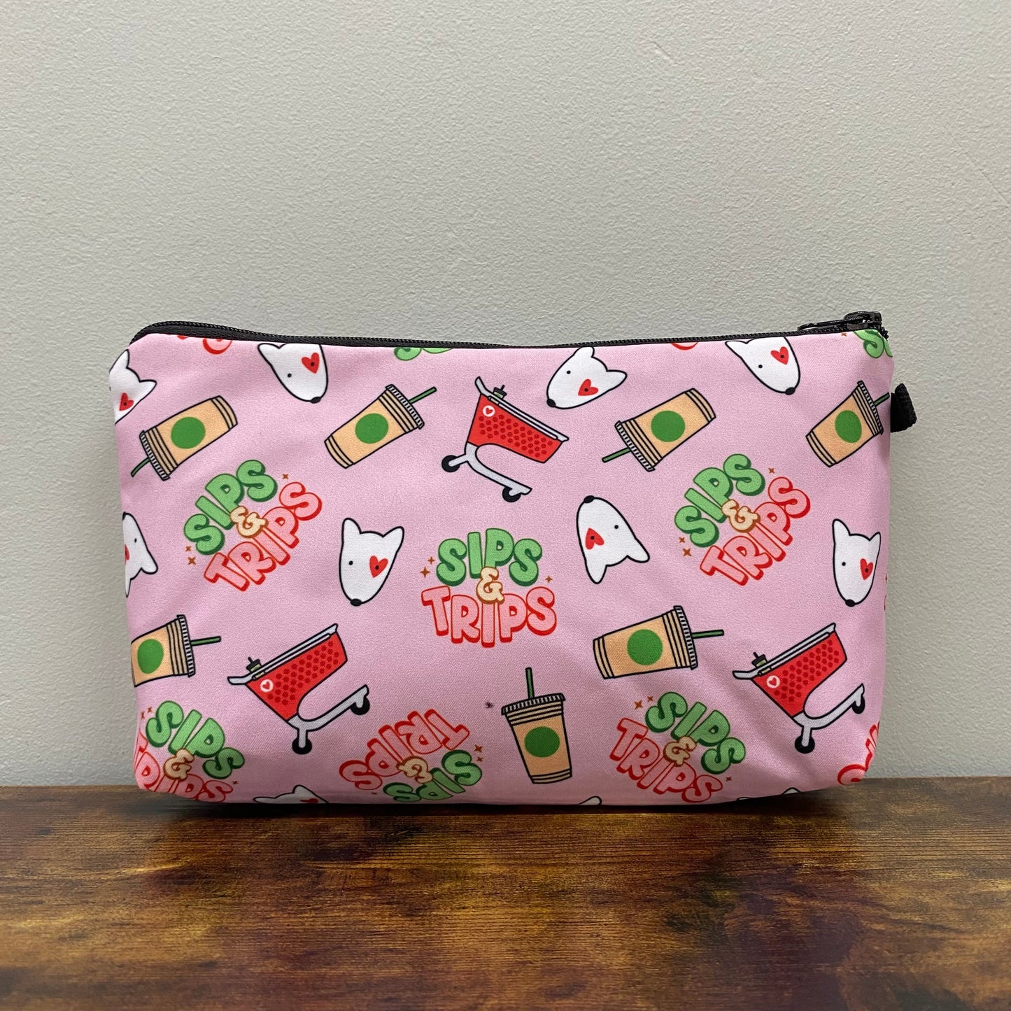 Sips & Trips Pink All Over - Water-Resistant Multi-Use Pouch