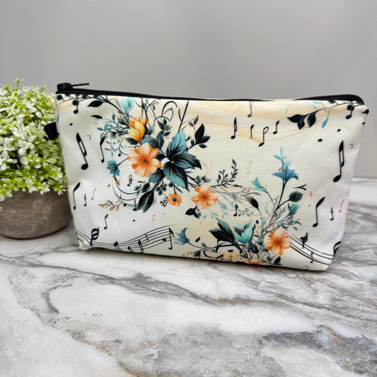 Music Notes Floral - Water-Resistant Multi-Use Pouch