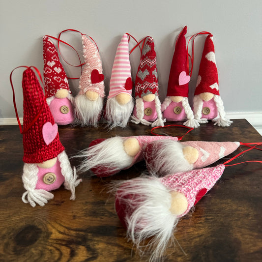 Pink & Hearts Gnome Ornament