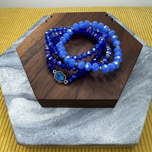 Bracelet Pack - Druzy Bead - Cobalt Blue