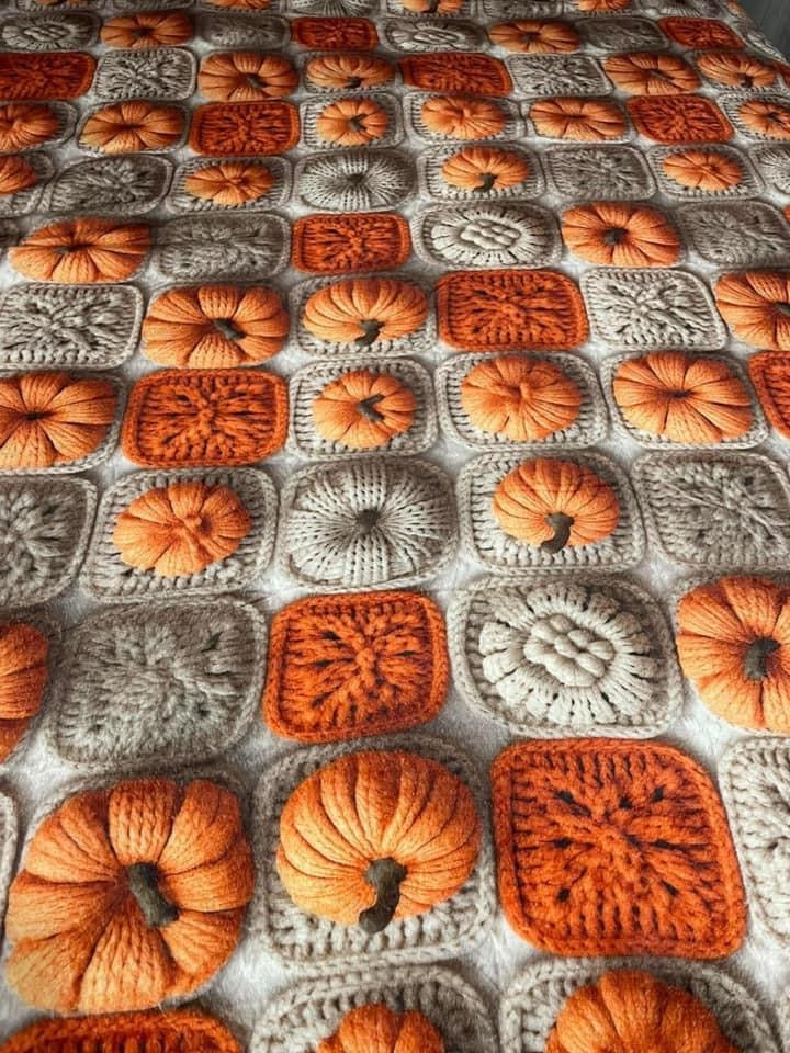 Blanket - Halloween - Knit Pumpkins