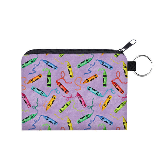 Crayons Purple - Water-Resistant Mini Pouch w/ Keyring