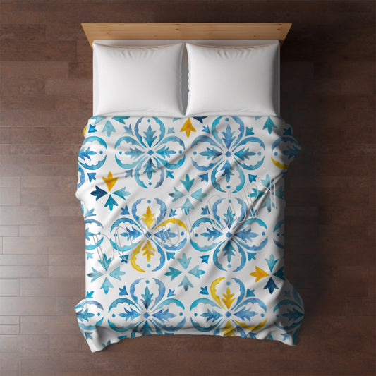 Blanket - Blue & Yellow Filagree Tile