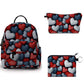 Blue + Red Knit Hearts - Water-Resistant Mini Backpack & Pouches Set