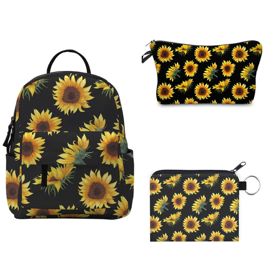Sunflower Stem - Water-Resistant Mini Backpack & Pouches Set