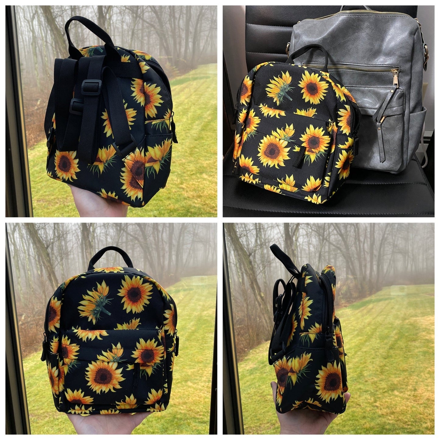 Sunflower Stem - Water-Resistant Mini Backpack & Pouches Set