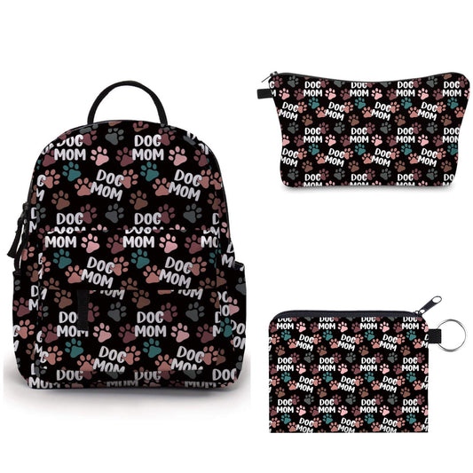 Dog Mom - Water-Resistant Mini Backpack & Pouches Set