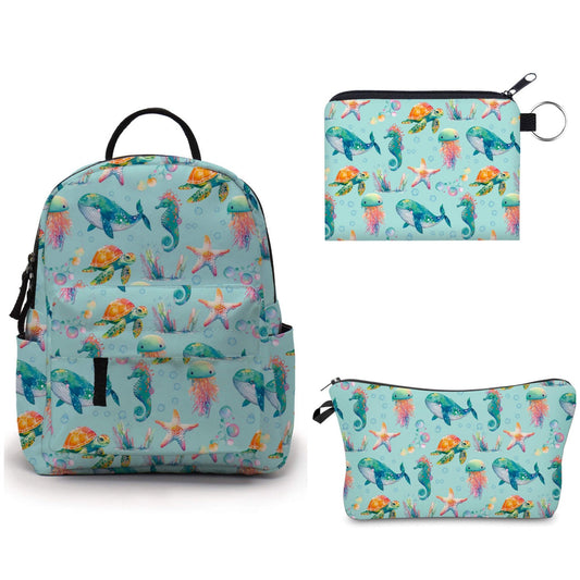 Under The Sea - Water-Resistant Mini Backpack & Pouches Set