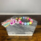 Silicone Bracelet Keychain - Rainbow + Cow Charm