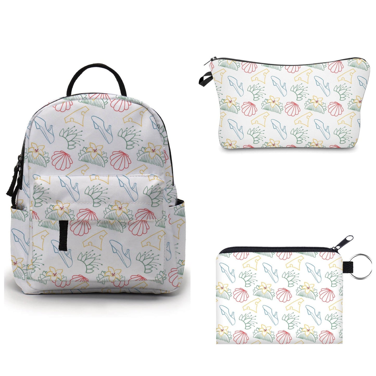 Princess Shapes & Things - Water-Resistant Mini Backpack & Pouches Set