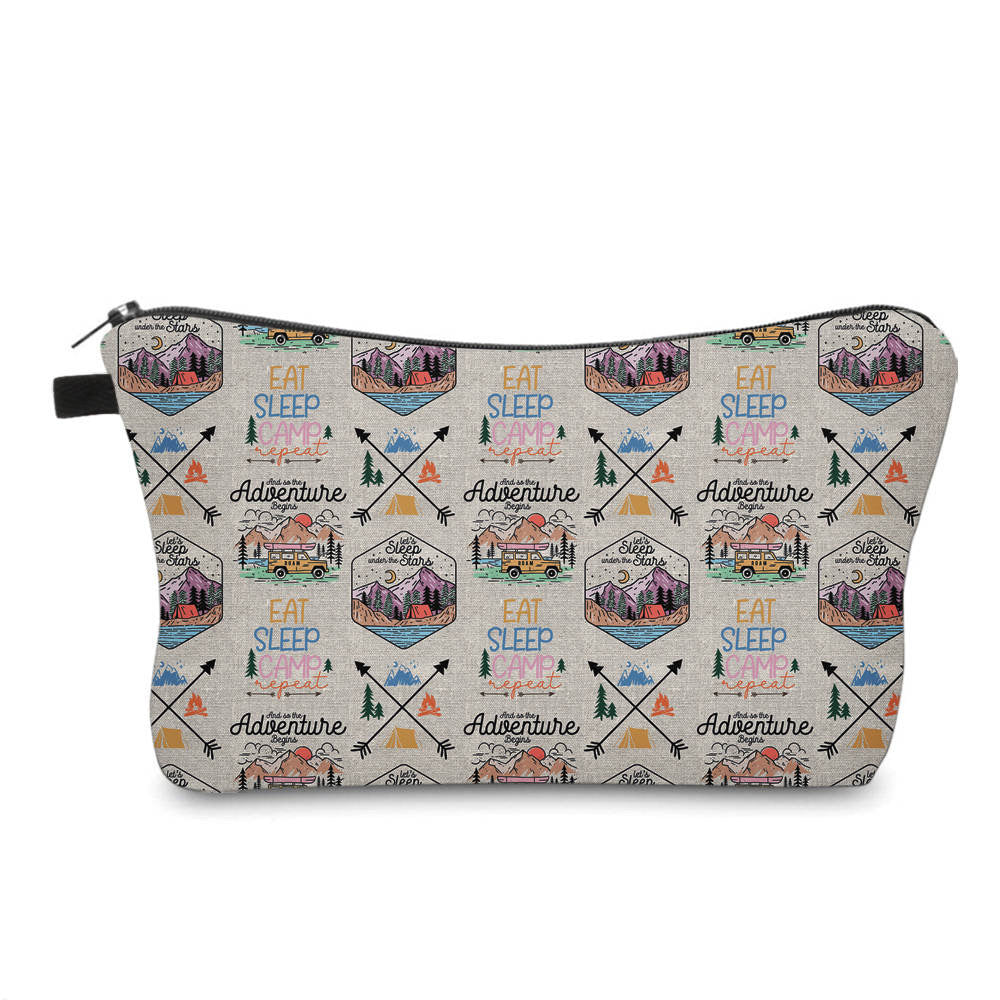 Eat Sleep Camp Repeat - Water-Resistant Multi-Use Pouch