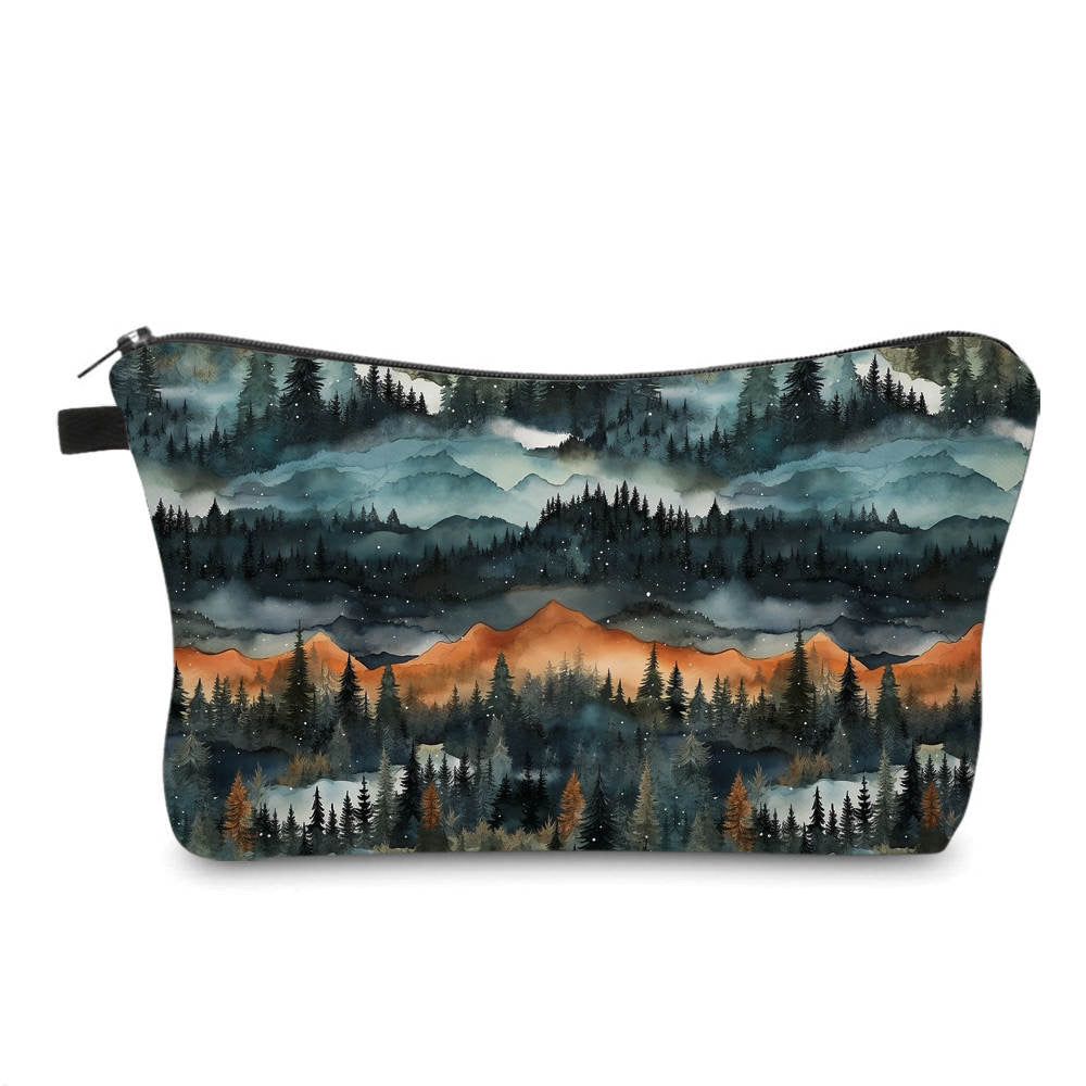 Foggy Sunset Mountain + Tree's - Water-Resistant Multi-Use Pouch