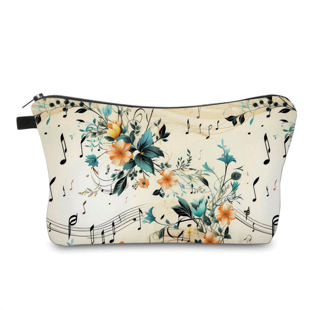 Music Notes Floral - Water-Resistant Multi-Use Pouch