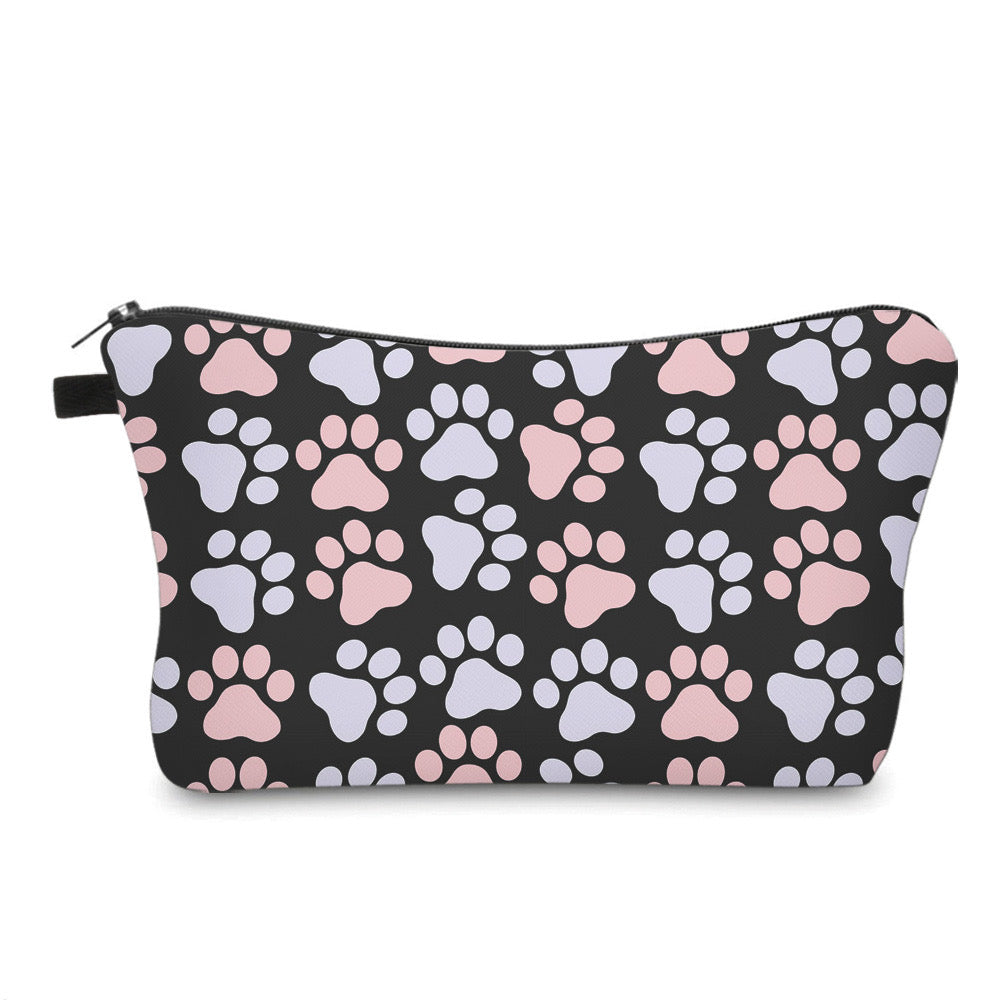 Coral Light Blue Paws - Water-Resistant Multi-Use Pouch