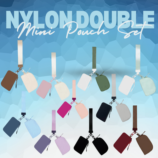 Nylon Wristlet + Double Mini Pouch Set