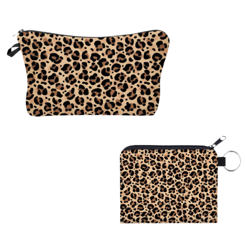 Brown Animal Print - Water-Resistant Pouch Set