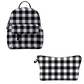 White & Black Buffalo Plaid- Water-Resistant Mini Backpack & Pouch Set