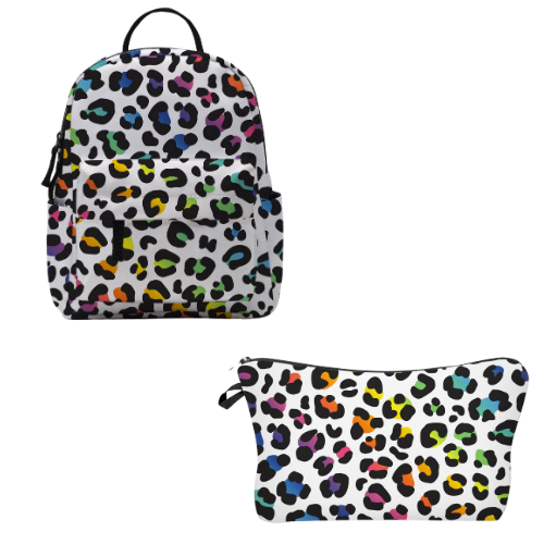 Rainbow Animal Print - Water-Resistant Mini Backpack & Pouch Set