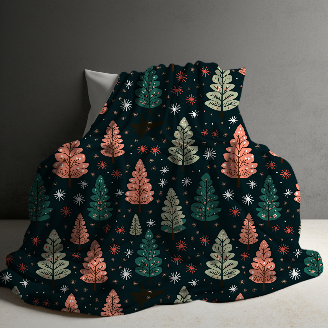 Blanket - Christmas - Pink & Green Trees