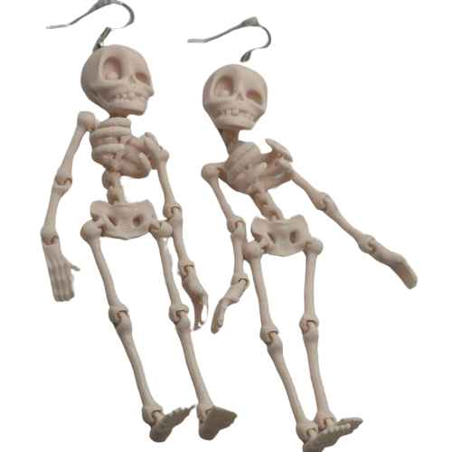 Articulated Skeleton Earrings - Bone - 3D Printed