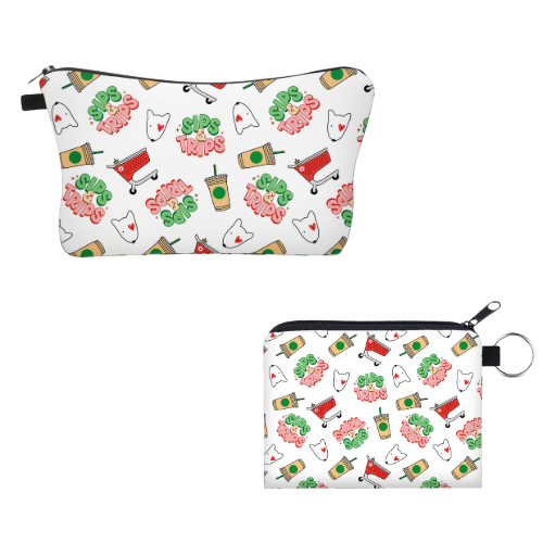 Sips & Trips White- Water-Resistant Pouch Set