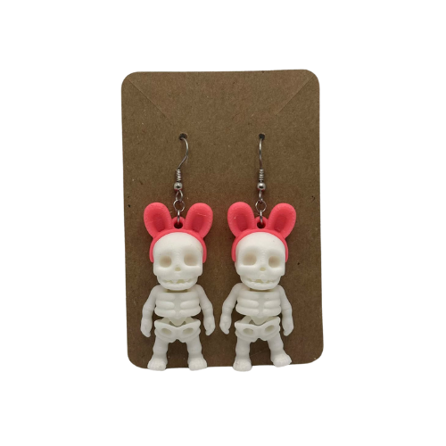 Bunny Skeleton Earrings - 3D Printed