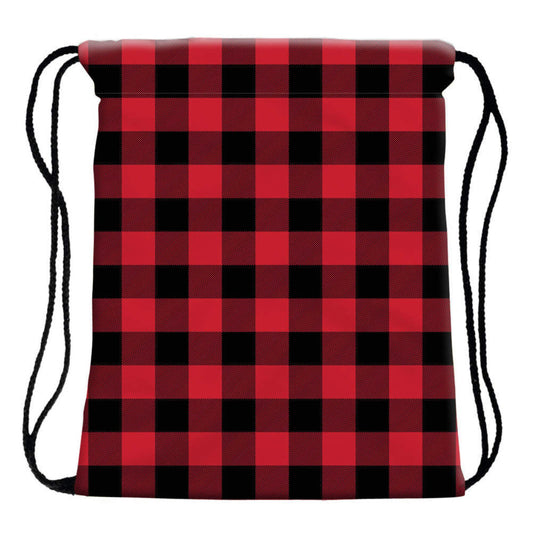 Red Buffalo Plaid - Water Resistant Drawstring Bag - Backpack
