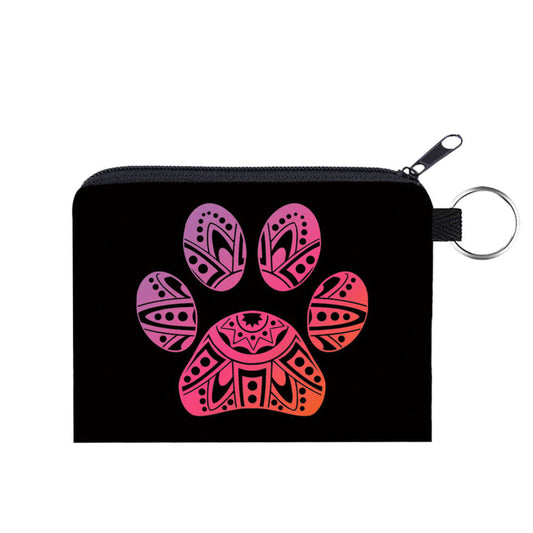 Dog Paw Mandala - Water-Resistant Mini Pouch w/ Keyring