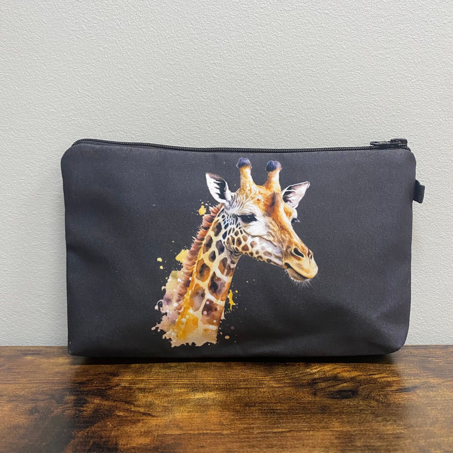 Giraffe on Grey - Water-Resistant Multi-Use Pouch