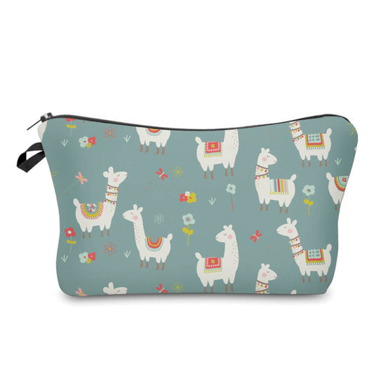 Llama Floral Green - Water-Resistant Multi-Use Pouch