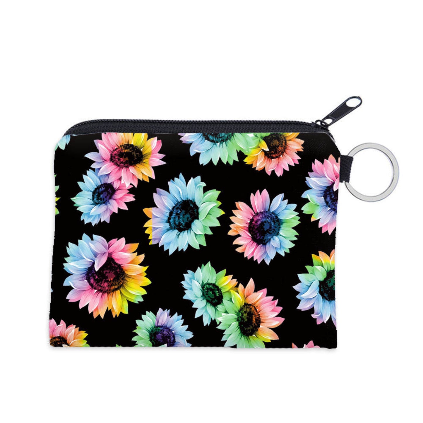 Rainbow Sunflower - Water-Resistant Mini Pouch w/ Keyring