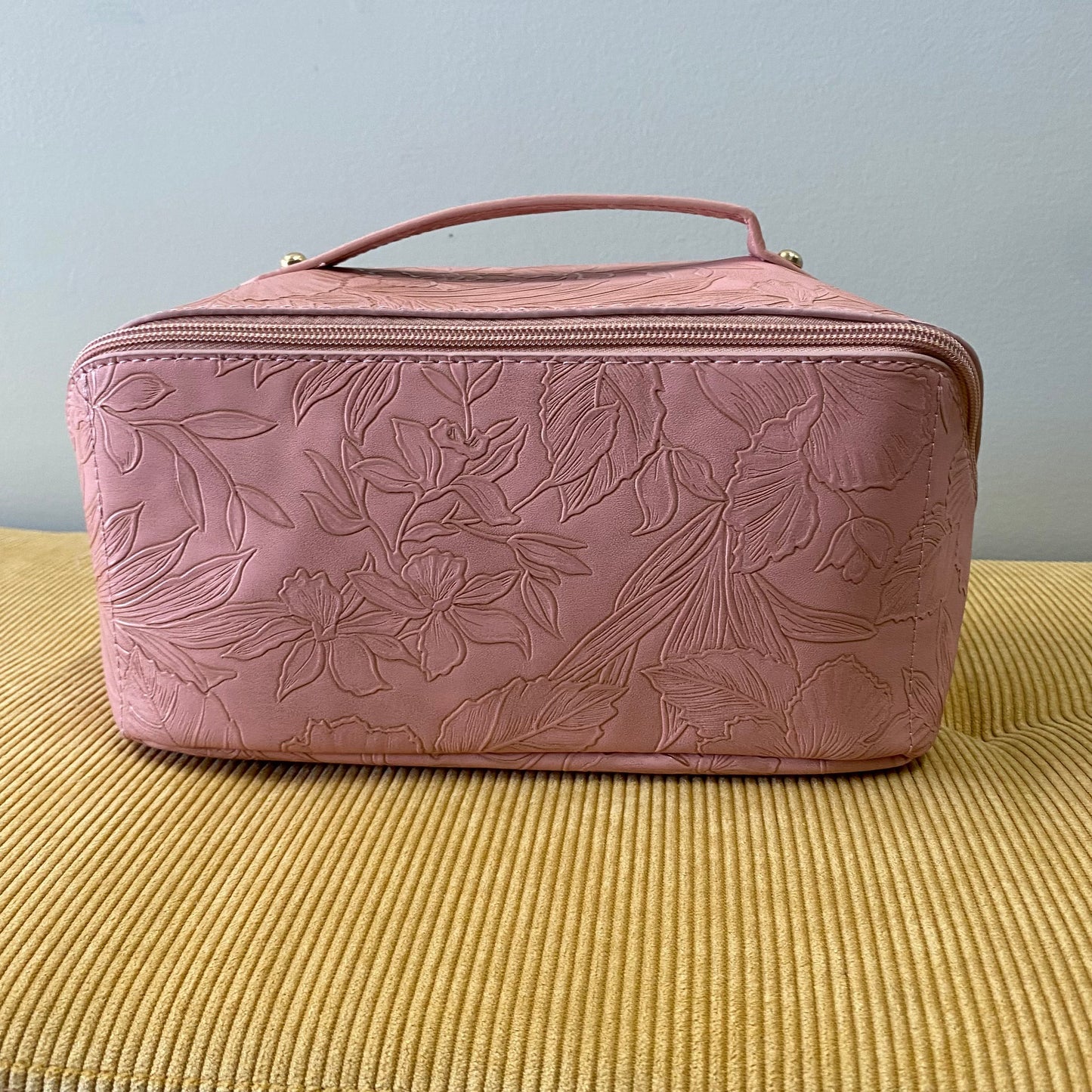 Oversized Lay Flat Cosmetic Bag - Embossed Flora