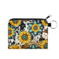 Turquoise Sunflower  - Water-Resistant Mini Pouch w/ Keyring