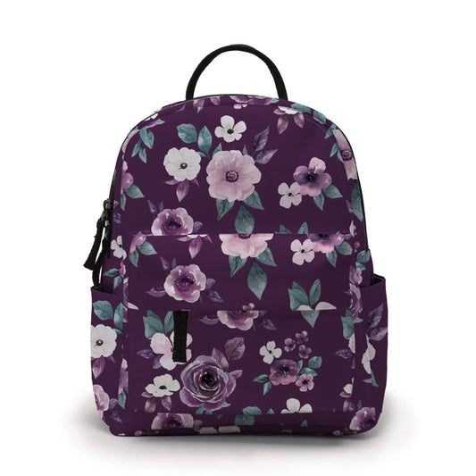 Purple Floral - Water-Resistant Mini Backpack